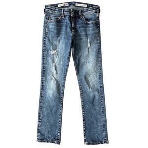 Pilcro and the Letterpress Mid-Rise Slim Straight Distressed Jeans Size 30